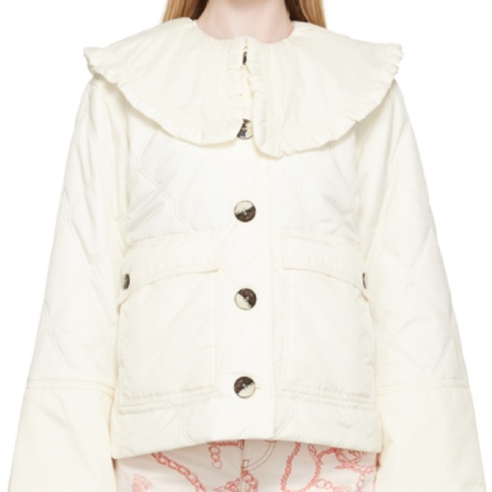 Ganni Off-White Quilted Puffer Jacket